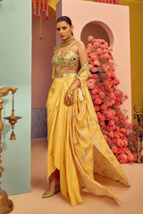 Yellow Drape Skirt Set