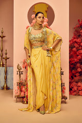 Yellow Drape Skirt Set