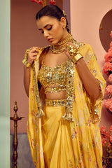 Yellow Drape Skirt Set