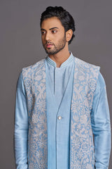 Blue applique work bundi set
