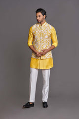Yellow applique work bundi set