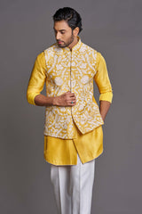 Yellow applique work bundi set
