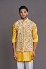 Yellow applique work bundi set