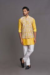 Yellow applique work bundi set