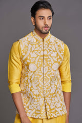 Yellow applique work bundi set