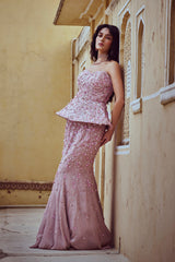 Rose Petal Peplum Gown