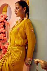 Shirt-Style Top with Pleated Skirt