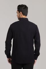 All Black Tonal Dragon Sequin Embroidered Shirt