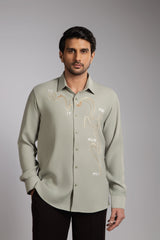 Sage Green Do It For Your Mom Slogan Embroidered Shirt