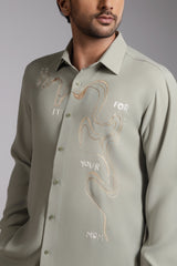 Sage Green Do It For Your Mom Slogan Embroidered Shirt