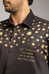 Gold on Black a Celestial Statement Shirt