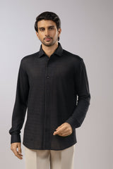 Dark Frequency Textured Black Shirt