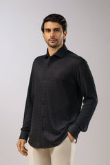 Dark Frequency Textured Black Shirt
