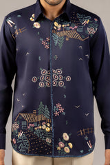 Wildfield Navy Satin Shirt