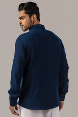 Petrol Blue Shirt with Neon Muscle Car Embroidery