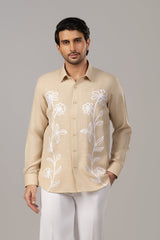 The Bloom Theory Shirt — Sand Floral Embroidered