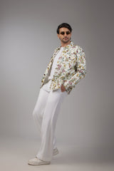 Wild Meadow Botanical Print Sacket with Gunmetal Snap Buttons