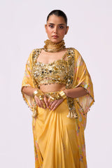 Yellow Drape Skirt Set