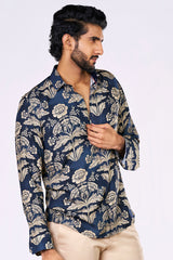 Navy Blue Floral Print