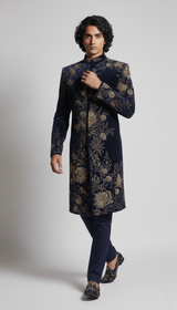 The Imperial Navy Blue Embroidered Set