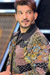 Arjun Bijlani in Multicolored mixed print bomber jacket