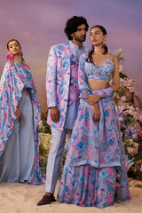 Blue Samundar Indowestern Set