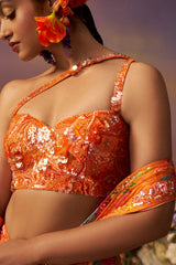 Orange Samundar Drape saree