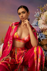 Pink Samundar Ruffle Pants with Shirt