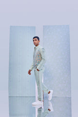 STAND NECK FLORAL BOMBER JACKET