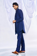 Blue Lapel Indowestern Set