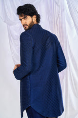Blue Lapel Indowestern Set