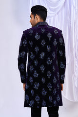 Classic Purple Velvet Indowestern Set