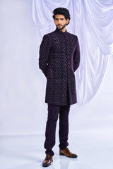 Wine curvy work Indowestern set