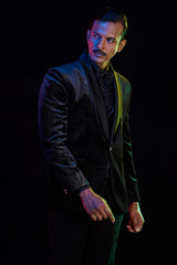 Silver Textured Velvet Three Piece Suit