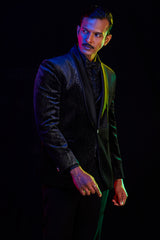 Silver Textured Velvet Three Piece Suit