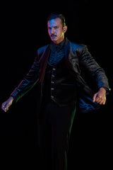 Silver Textured Velvet Three Piece Suit