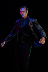 Silver Textured Velvet Three Piece Suit