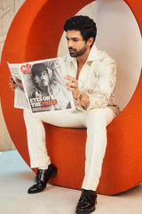 Taha Shah wearing Multi colored floral Embroidered Bomber