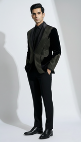 The Noir Luminary - Black Velvet Tuxedo Suit