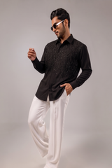 Noir Diamond Lattice Embellished Shirt