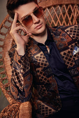 Brown Printed Blazer