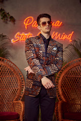 Brown Printed Blazer