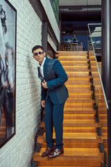 Patchwork Teal Blazer Set