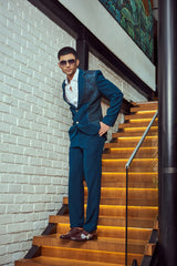 Patchwork Teal Blazer Set