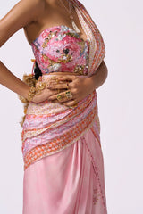 Paster Pink Drape Saree