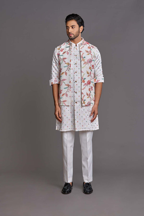 Multicolour Embroidered Bundi set