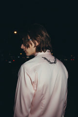 Blush Satin Stag Crest Embroidered Shirt