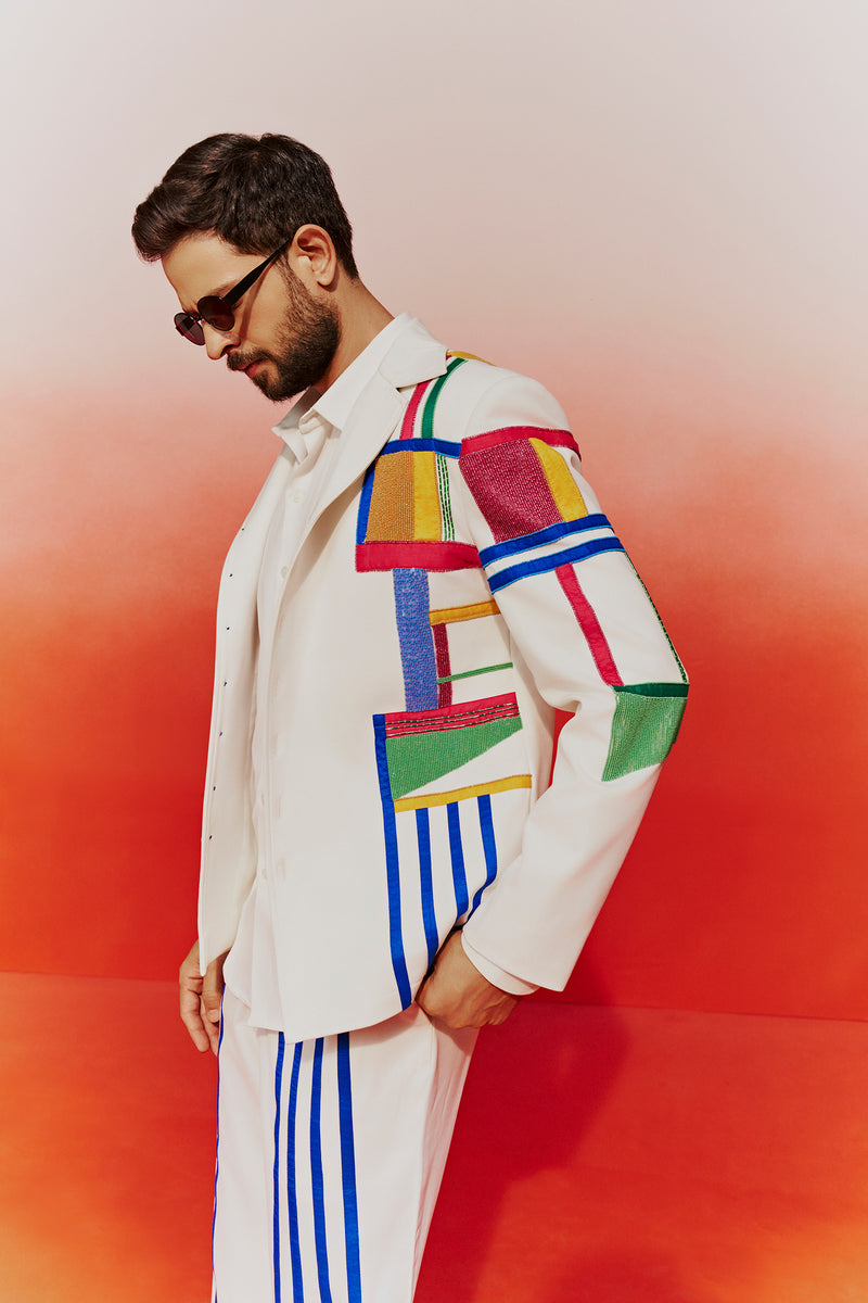 Chromatic Grid Leisure Bomber Jacket
