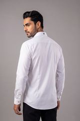 White Crystal Rain Drop Embellished Shirt