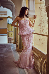 Rose Petal Peplum Gown